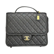 Chanel Large Backpack Grained Calfskin & Gold Black