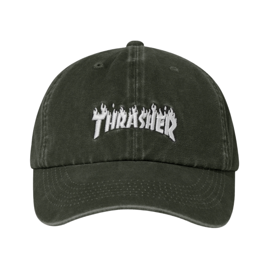 트레셔 플레임 피그먼트 다잉 볼캡 카키(THRASHER Flame Pigment Dying Ball Cap Khaki)