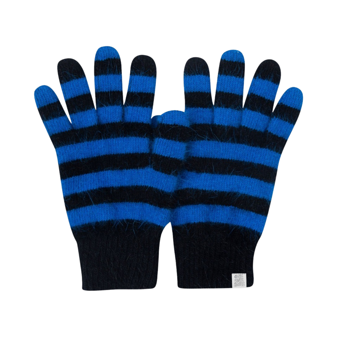 VH2DFUAB80ABL Thevinylhouse Mohair Striped Gloves Blue