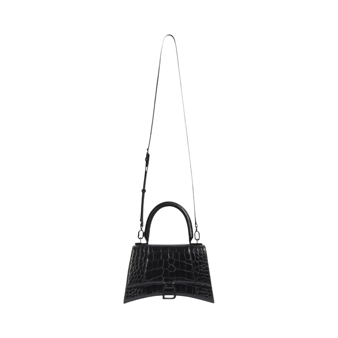 발렌시아가 크로커다일 엠보스 카프스킨 아워글래스 XS 핸드백 블랙(Balenciaga Crocodile Embossed Calfskin Hourglass XS Handbag Black) - 4