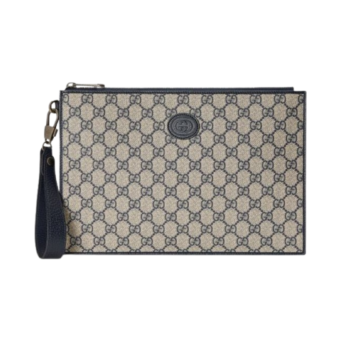 672953-K9GSN-4075 Gucci Pouch with Interlocking G Beige Blue