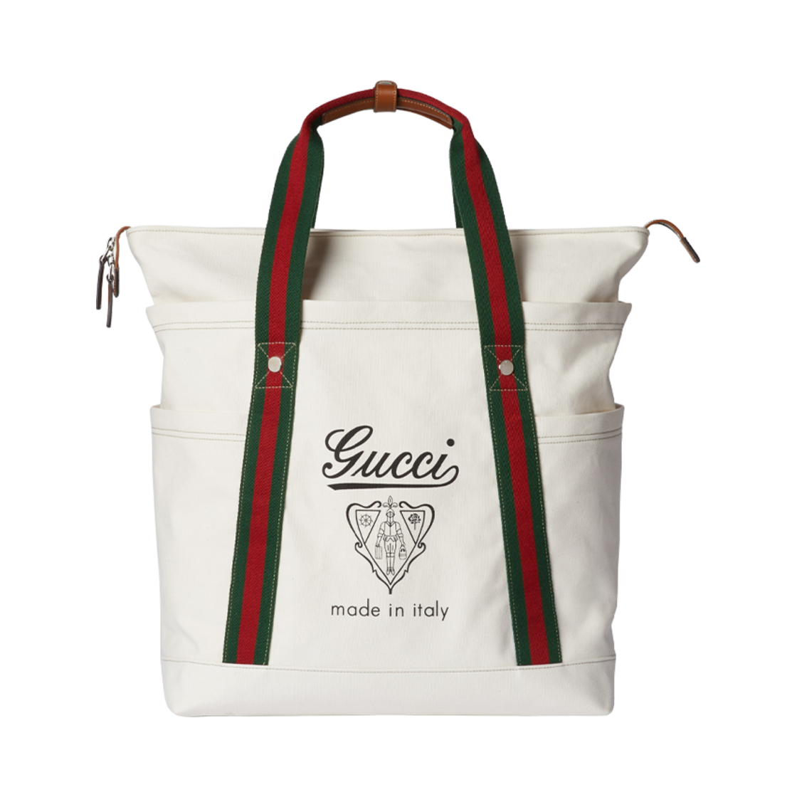 816863-FAD78-9042 Gucci Medium Printed Canvas Bag with Web Off White