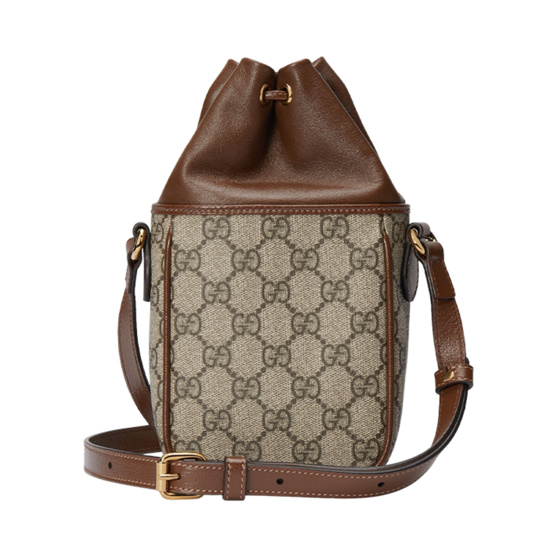 구찌 GG 미니 미니백 스퀘어 인터로킹 G 베이지 에보니 슈프림(Gucci GG Mini Bucket Bag with Interlocking G Beige Ebony Supreme) - 3