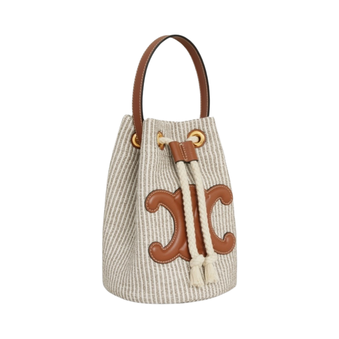 셀린느 스트라이프 텍스타일 카프스킨 틴 드로우스트링 베이지(Celine Teen Drawstring in Striped Textile and Calfskin Beige) - 2