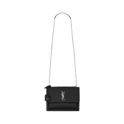 Saint Laurent Silver Monogram Sunset Medium Bag in Smooth Leather Black