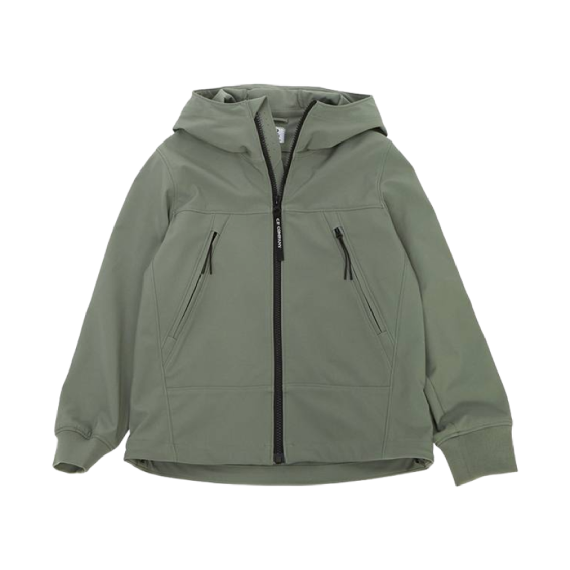 (키즈) C.P. 컴퍼니 로고 후드 자켓 카키 - 24SS((Kids) C.P. Company Logo Hooded Jacket Khaki - 24SS)