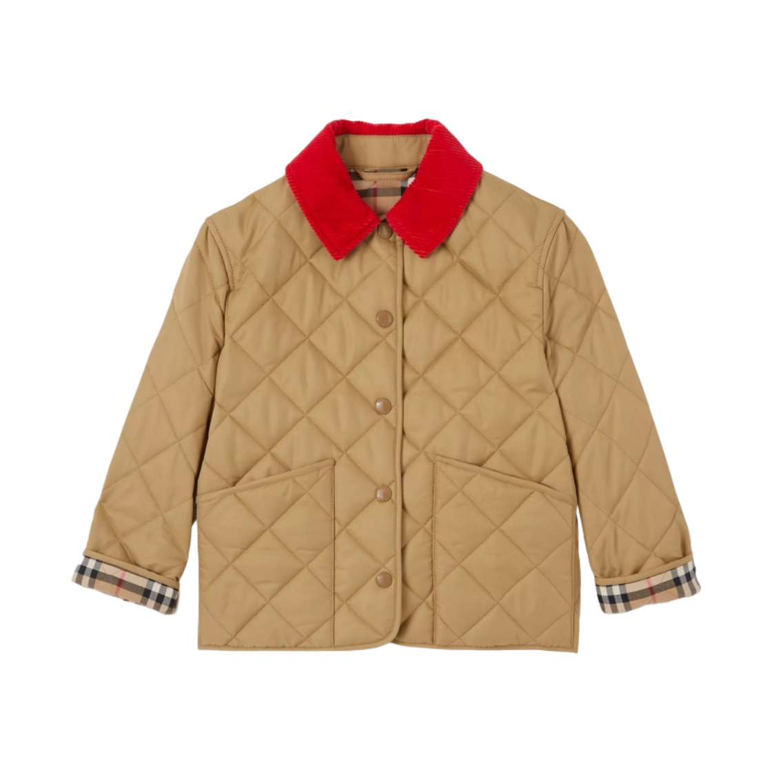 (키즈) 버버리 코듀로이 칼라 다이아몬드 퀼티드 자켓 아카이브 베이지((Kids) Burberry Corduroy Collar Diamond Quilted Jacket Archive Beige) - 1