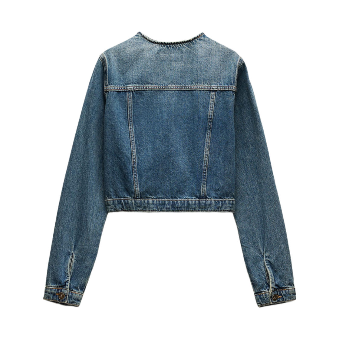 (W) 자라 크롭 Z1975 데님 자켓 미드 블루((W) Zara Crop Z1975 Denim Jacket Mid Blue) - 2