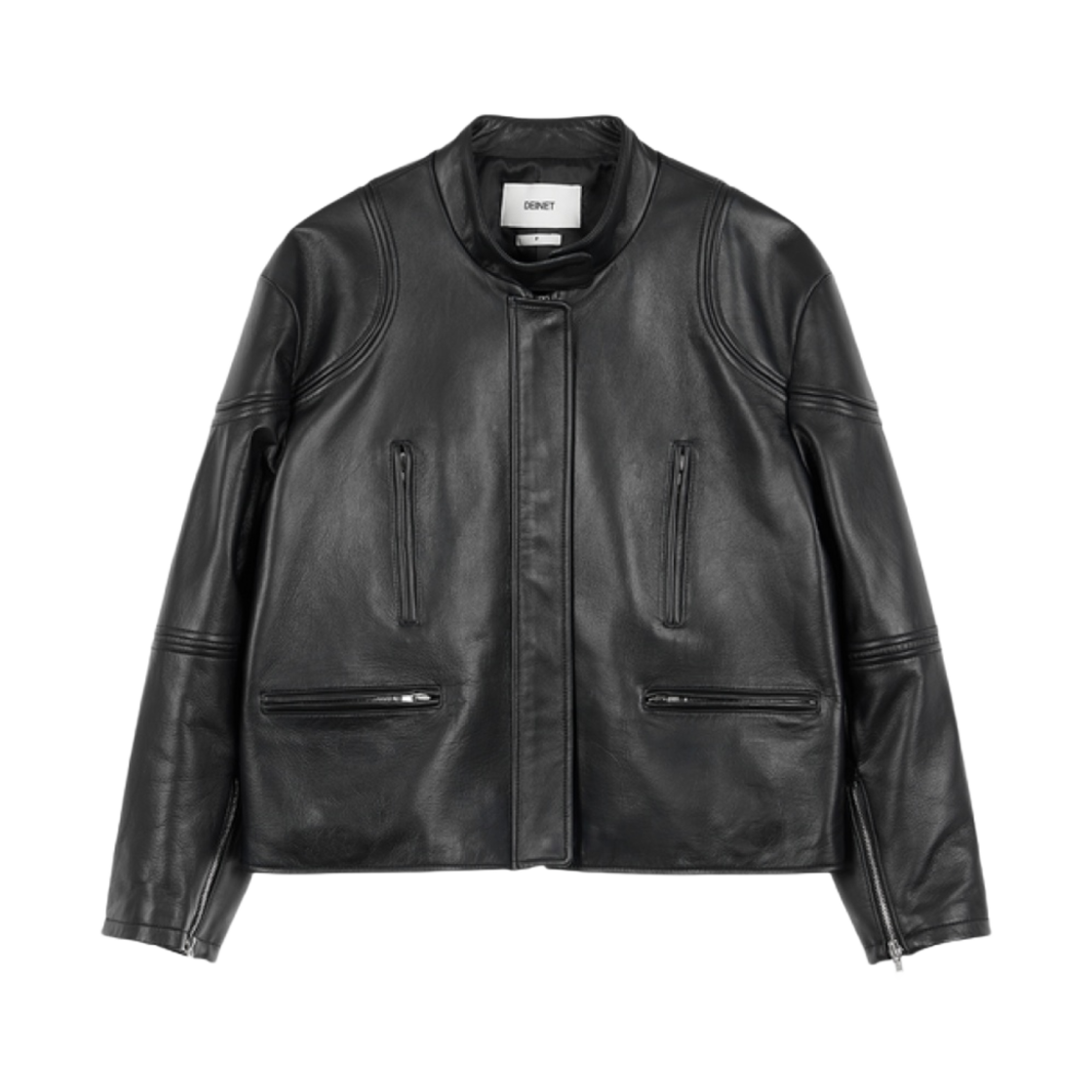 - (W) Deinet Authentic Lambskin Leather Jacket in Black