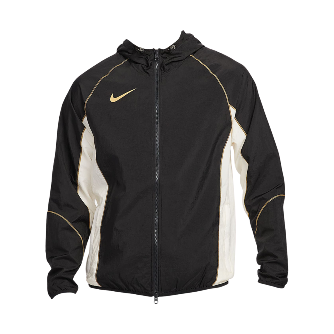 HJ3803-013 Nike Strike+ Repel Hooded Football Jacket Black Pale Ivory - Asia
