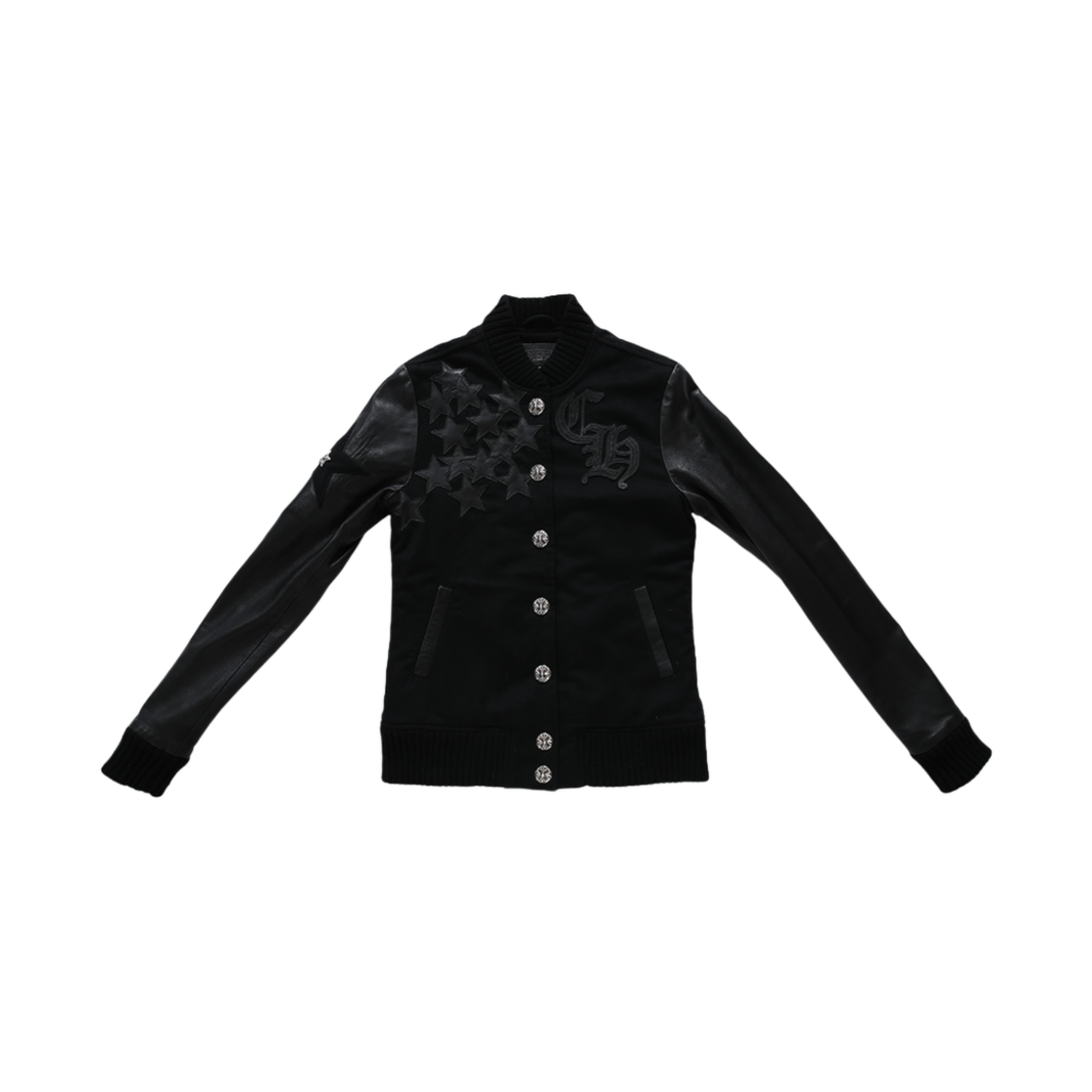 한스룸 크롬하츠 스타 패치 바시티 자켓 블랙 M 사이즈(Hansroom Chrome Hearts Star Patch Varsity Jacket Black)