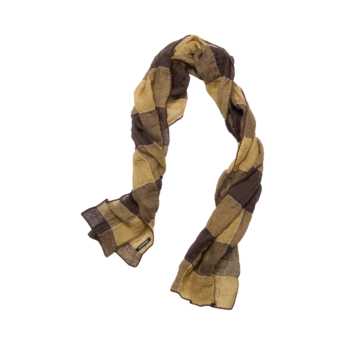 해칭룸 체크 스카프 린넨 브라운 옐로우(Hatchingroom Check Scarf Linen Brown Yellow)