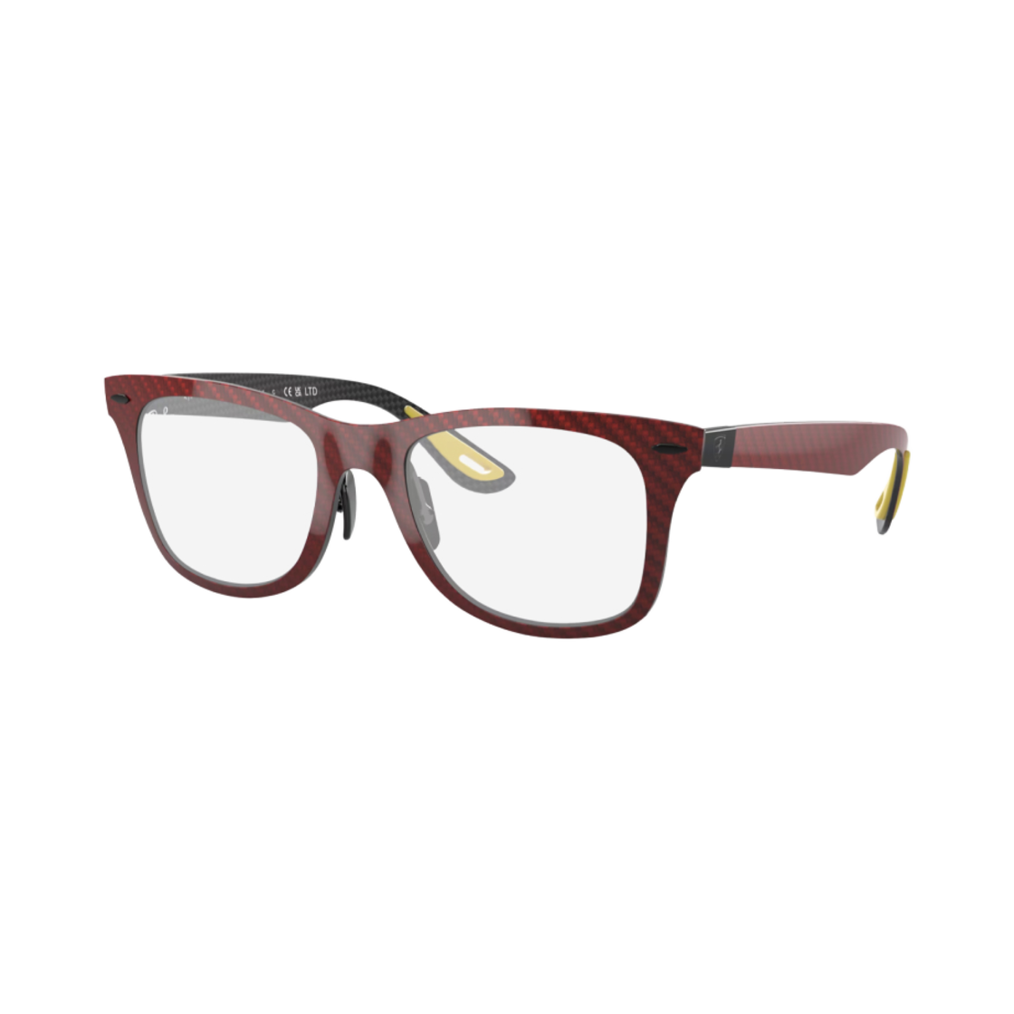 레이밴 x 페라리 웨이페어러 하이퍼카본 499P 매트 다크 레드 프레임 클리어 그레이 렌즈(Ray-Ban x Ferrari Wayfarer Hypercarbon 499P Matte Dark Red Frame Clear Grey Lenses) - 2