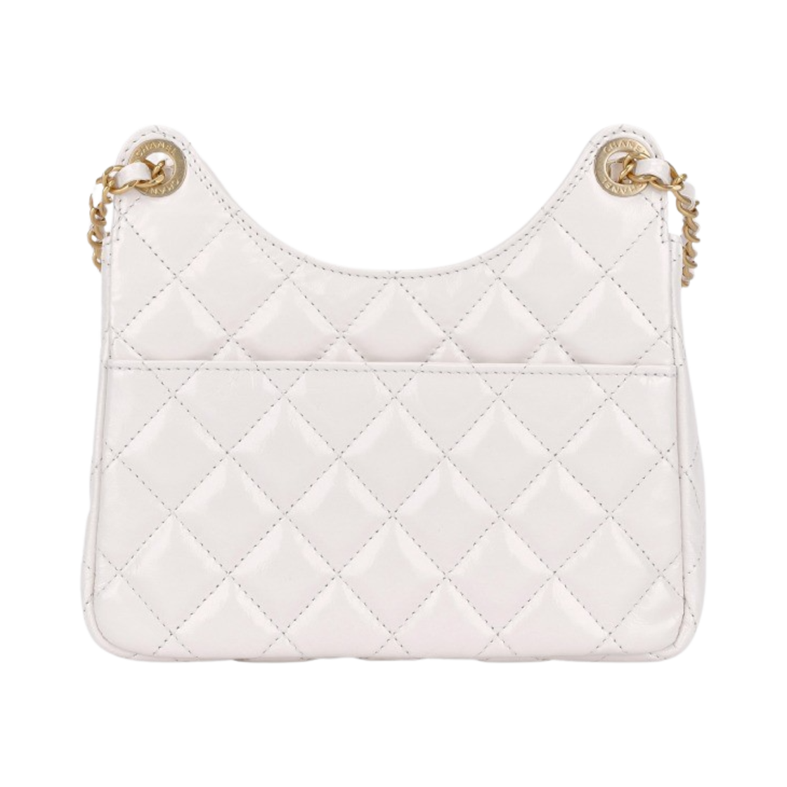 샤넬 스몰 호보백 샤이니 크럼플드 카프스킨 & 골드 메탈 화이트(Chanel Small Hobo Bag Shiny Crumpled Calfskin & Gold White) - 2