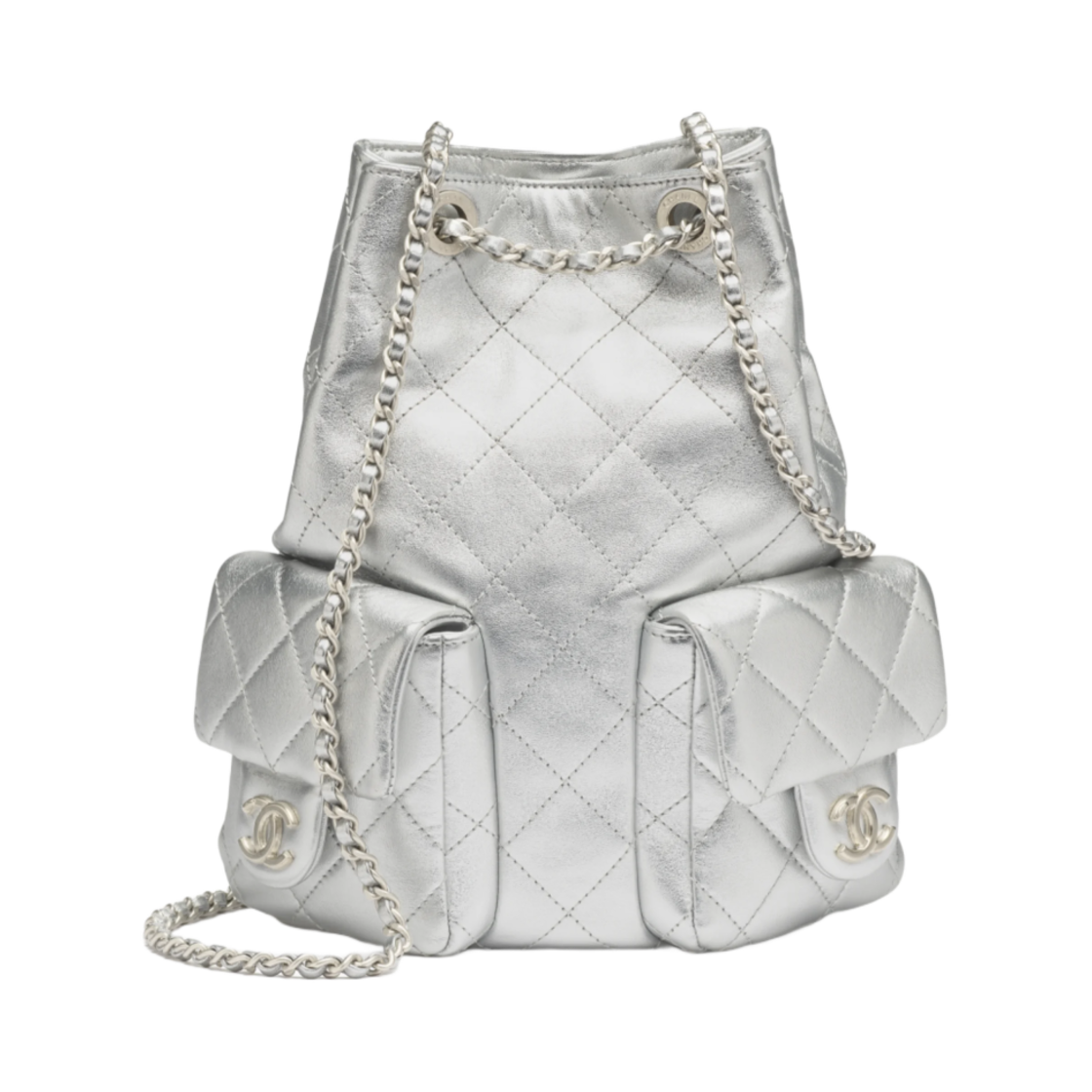 샤넬 백팩 메탈릭 램스킨 & 실버 메탈 실버(Chanel Backpack Metallic Lambskin & Silver Silver) - 1