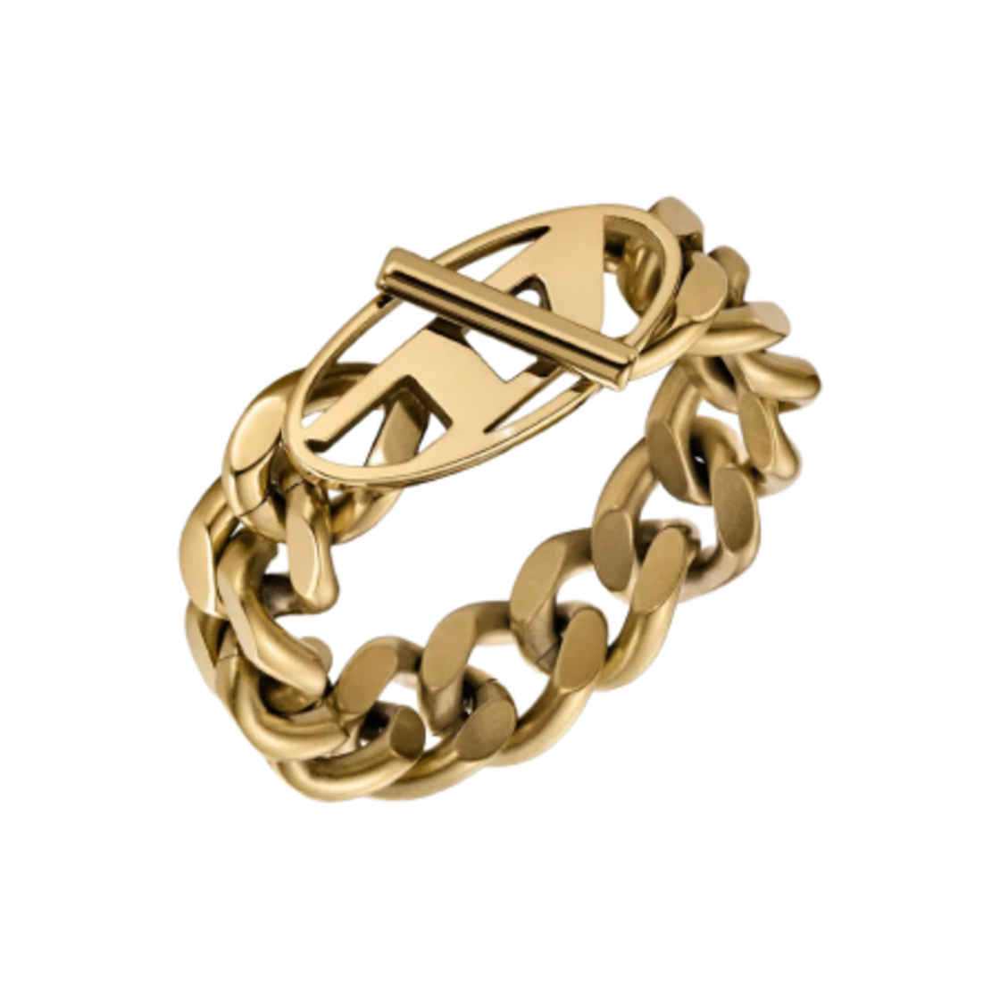 ■DIESEL■ D logo chain ring DX1568710 디젤 Dx1568710 골드톤 스테인리스 스틸 소프트 체인 링 골드