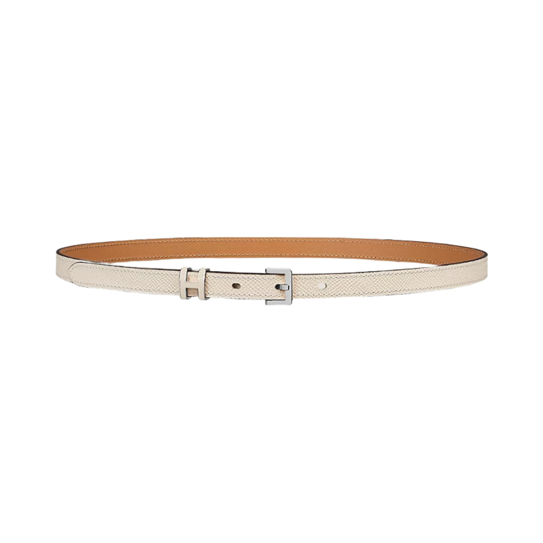 H081087CK10 (W) Hermes Pop H 15 Belt Epsom & Palladium Craie