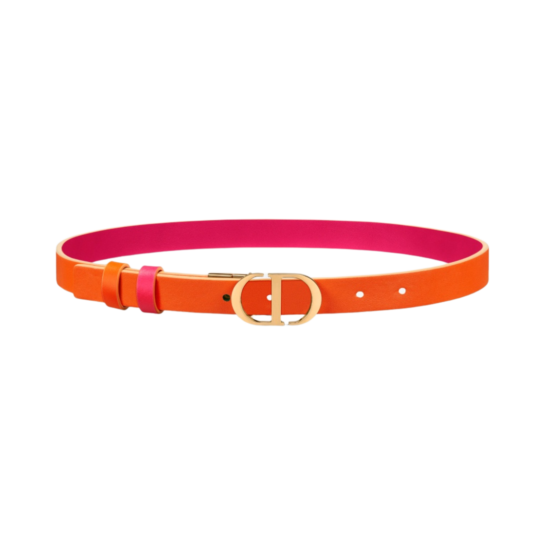 (W) 디올 30 몽테뉴 리버시블 벨트 오렌지 핑크((W) Dior 30 Montaigne Reversible Belt Orange Pink) - 1