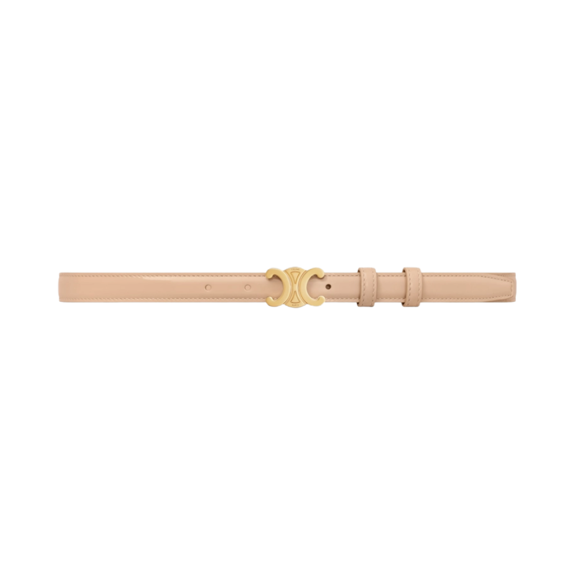 45AX63AP2-02EU (W) Celine Small Triomphe Belt In Patent Taurillon Oat Beige