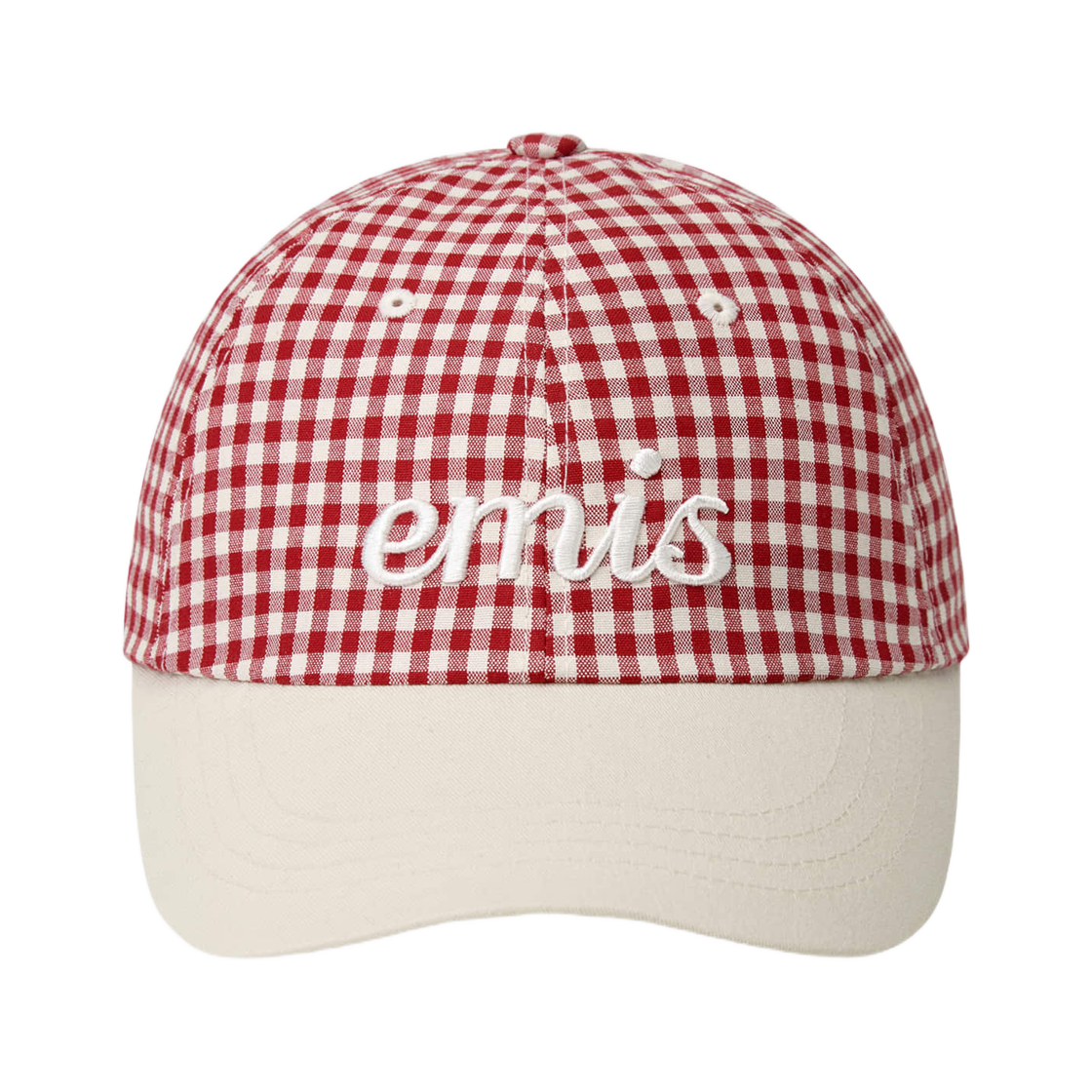 이미스 깅엄 체크 볼캡 레드(Emis Gingham Check Ball Cap Red) - 1