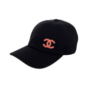 Chanel 24C Embroidered CC Logo Ball Cap Black/Coral