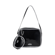 Emis Enamel Shoulder Bag With Coin Purse Set Black