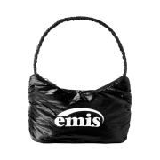 Emis Glossy Shirring Hobo Bag Black