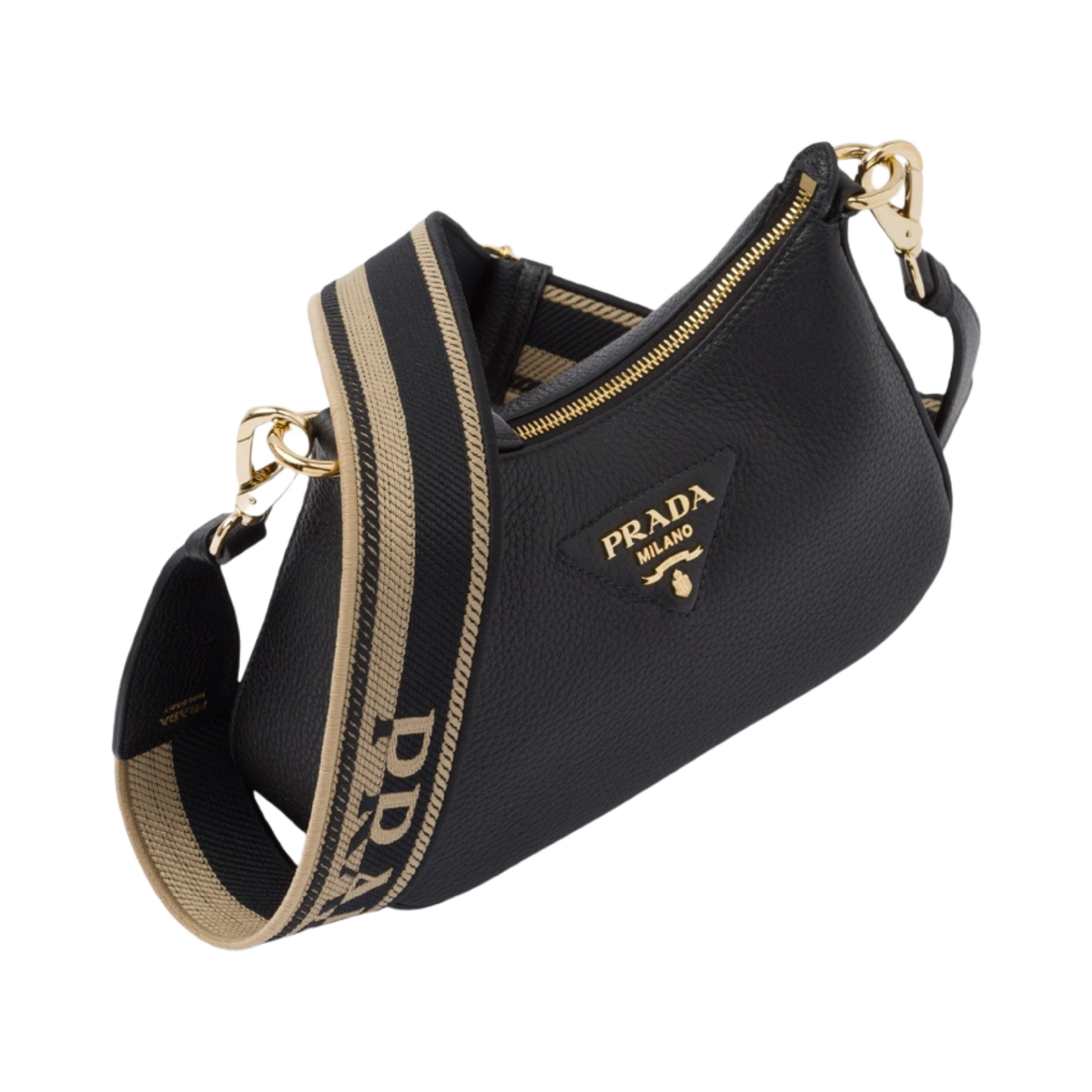 프라다 레더 우븐 테이프 숄더백 블랙(Prada Leather Woven Tape Shoulder Bag Black) - 2