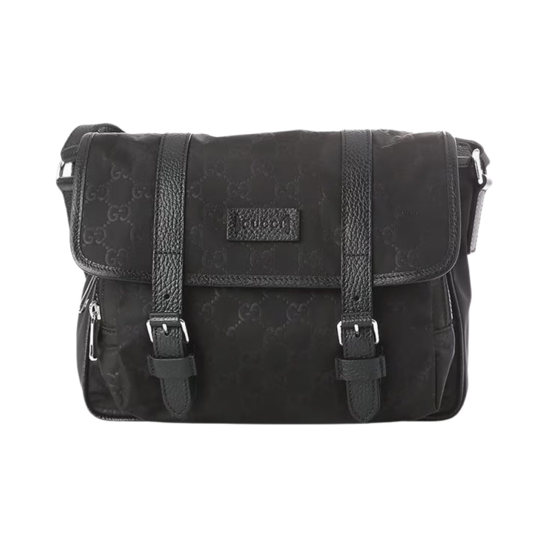 510335-K28AN-1000 Gucci GG Ssima Logo Messenger Bag Black