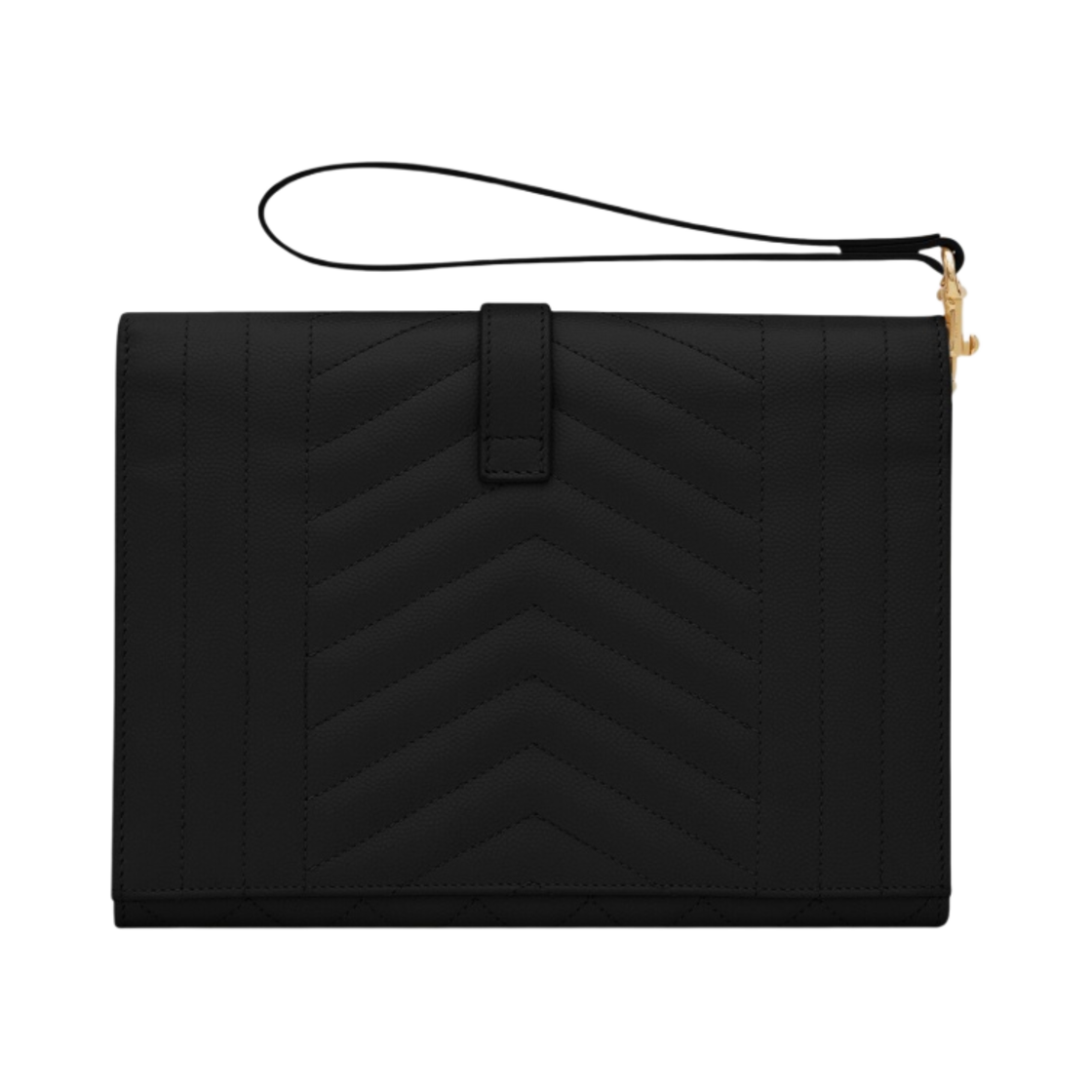 생로랑 그랑 드 뿌드르 엠보스 레더 믹스 마틀라세 엔벨로프 플랩 파우치 블랙(Saint Laurent Envelope Flap Pouch in Mix Matelasse Grain de Poudre Embossed Leather Black) - 2