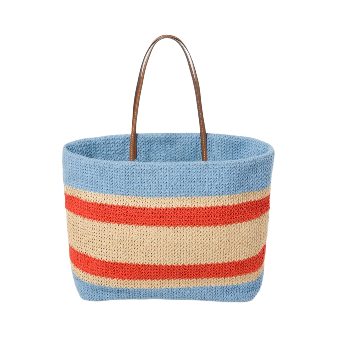 미우 미우 라피아 앤 코튼 토트백 탄 라이트 블루(Miu Miu Raffia and Cotton Tote Bag Tan Light Blue) - 2