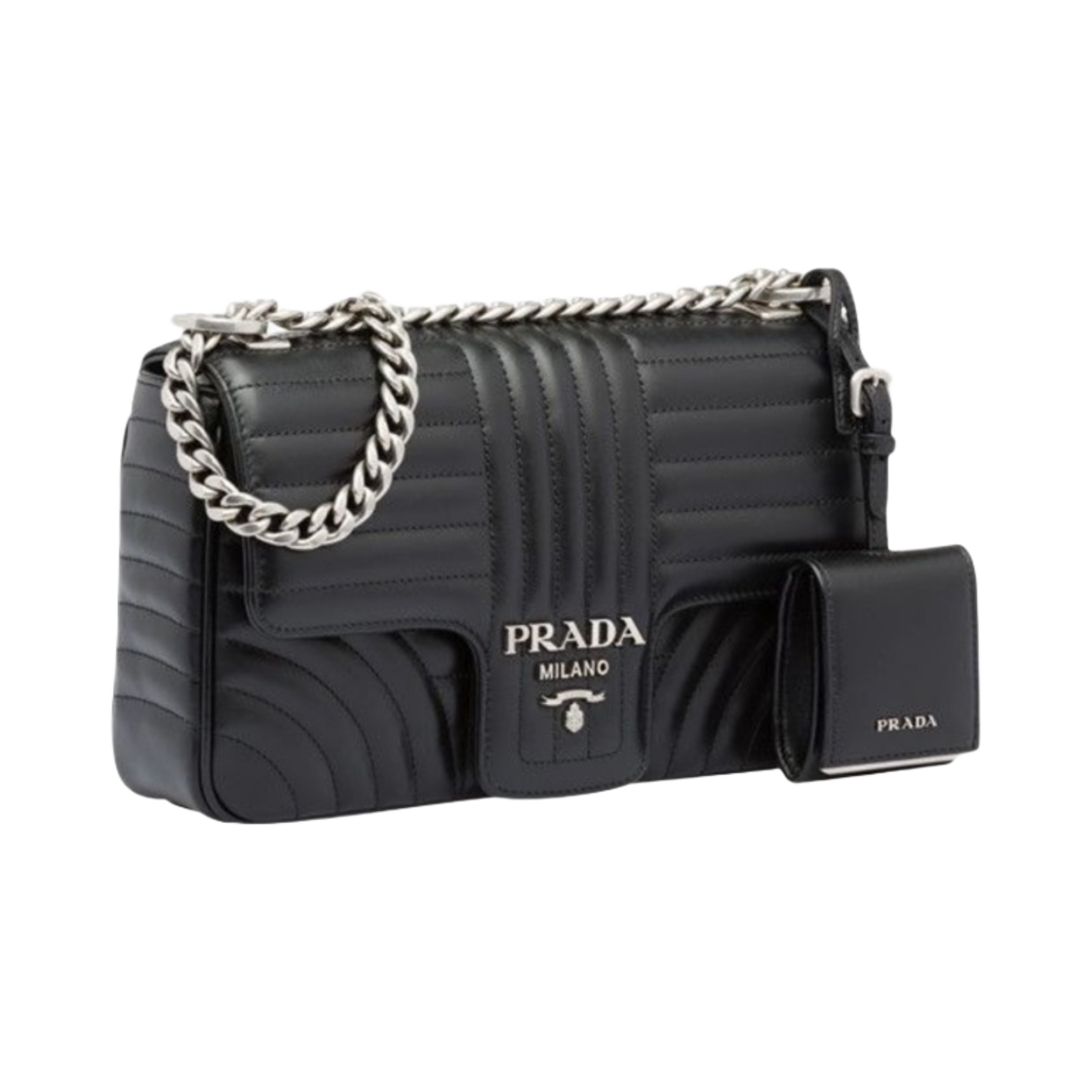 프라다 미디움 다이어그램 레더 숄더백 블랙(Prada Medium Diagram Leather Shoulder Bag Black) - 2