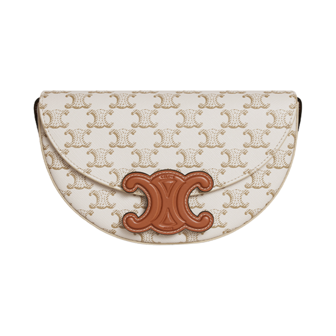 111232DNK-01BC Celine Besace Cuir Triomphe in Triomphe Canvas Calfskin White