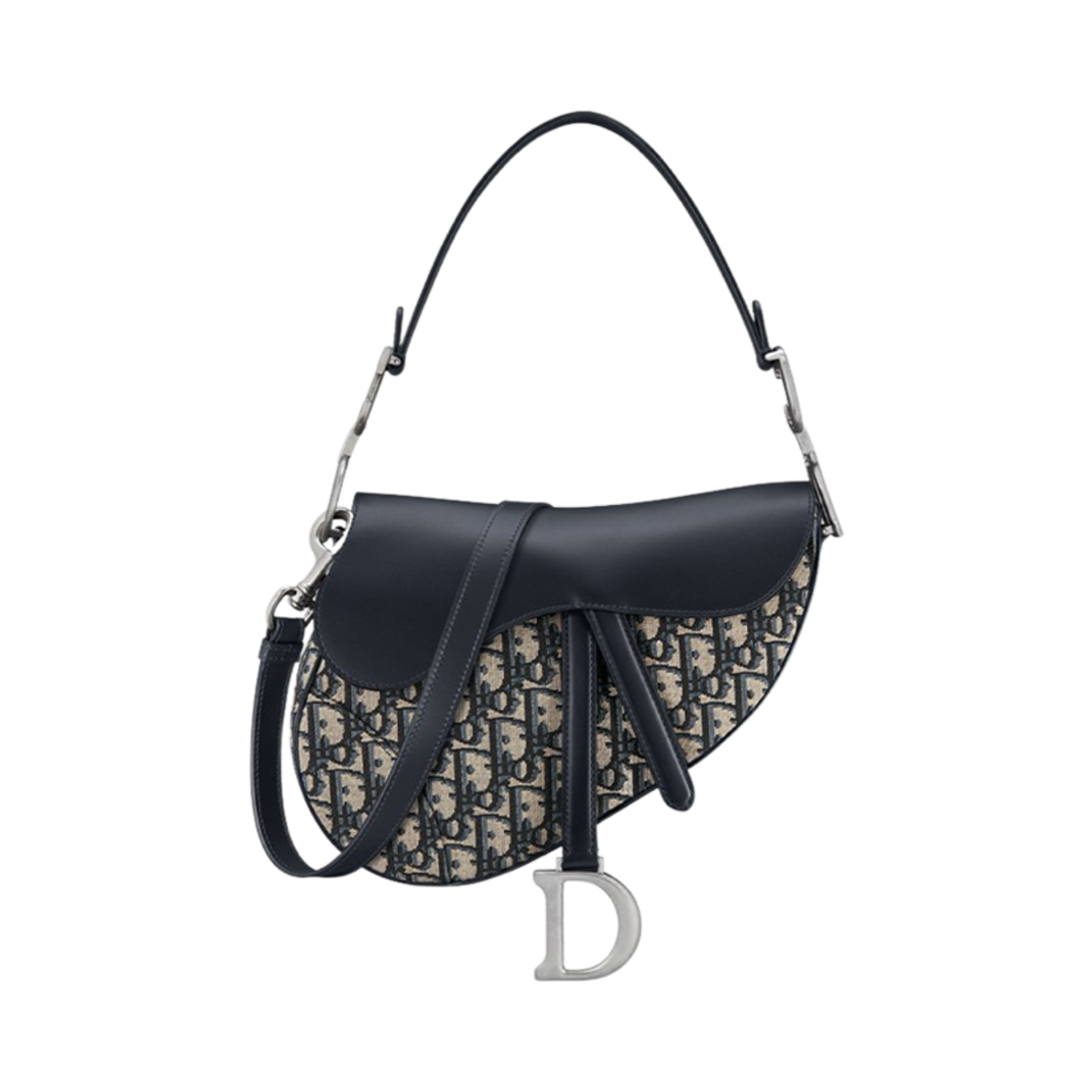 디올 미니 새들백 스트랩 블루 디올 오블리크 자카드 앤 스무스 카프스킨(Dior Mini Saddle Bag with Strap Blue Dior Oblique Jacquard and Smooth Calfskin) - 1
