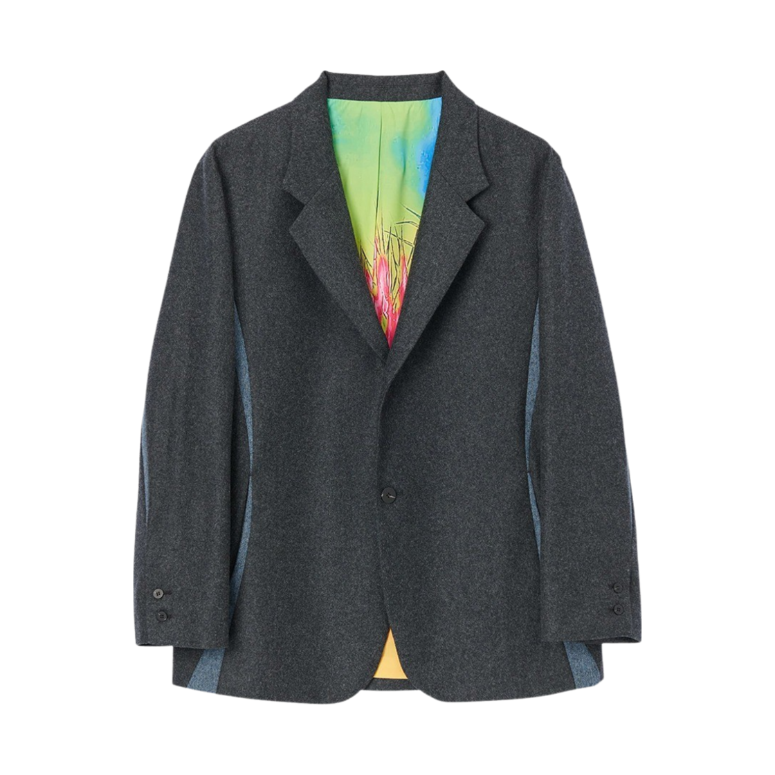 타이핑 미스테이크 싱글 브레스티드 인사이즈드 블레이저 차콜(Typing Mistake Single Breasted Incised Blazer Charcoal)