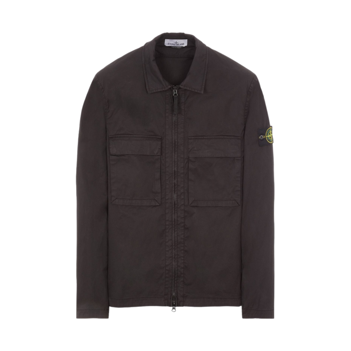 스톤 아일랜드 11710 가먼트 다이드 스트레치 코튼 개버딘 오버셔츠 블랙 - 22FW