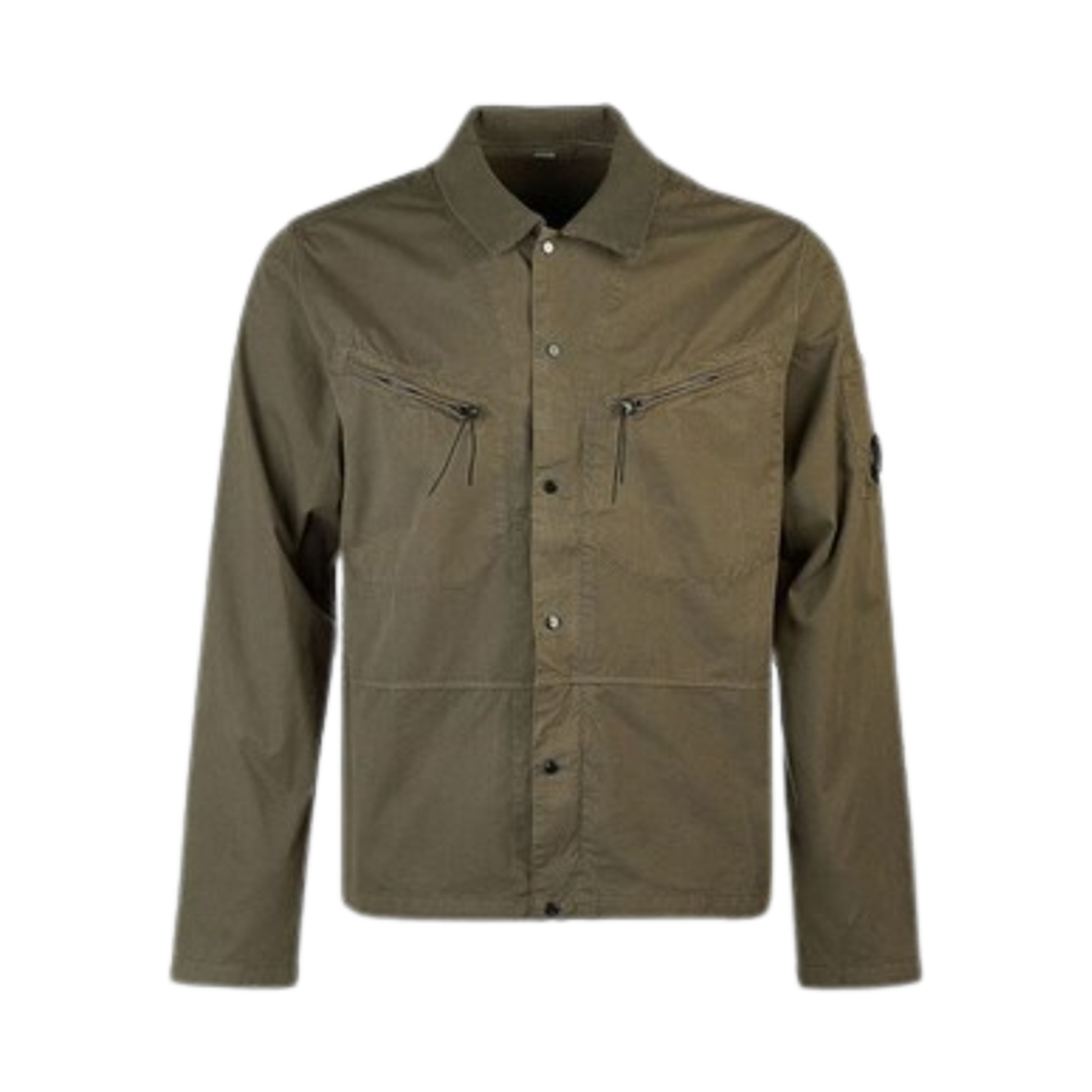 16CMSH120A002824G683 C.P. Company Gabardine Buttoned Shirt Ivy Green - 24SS