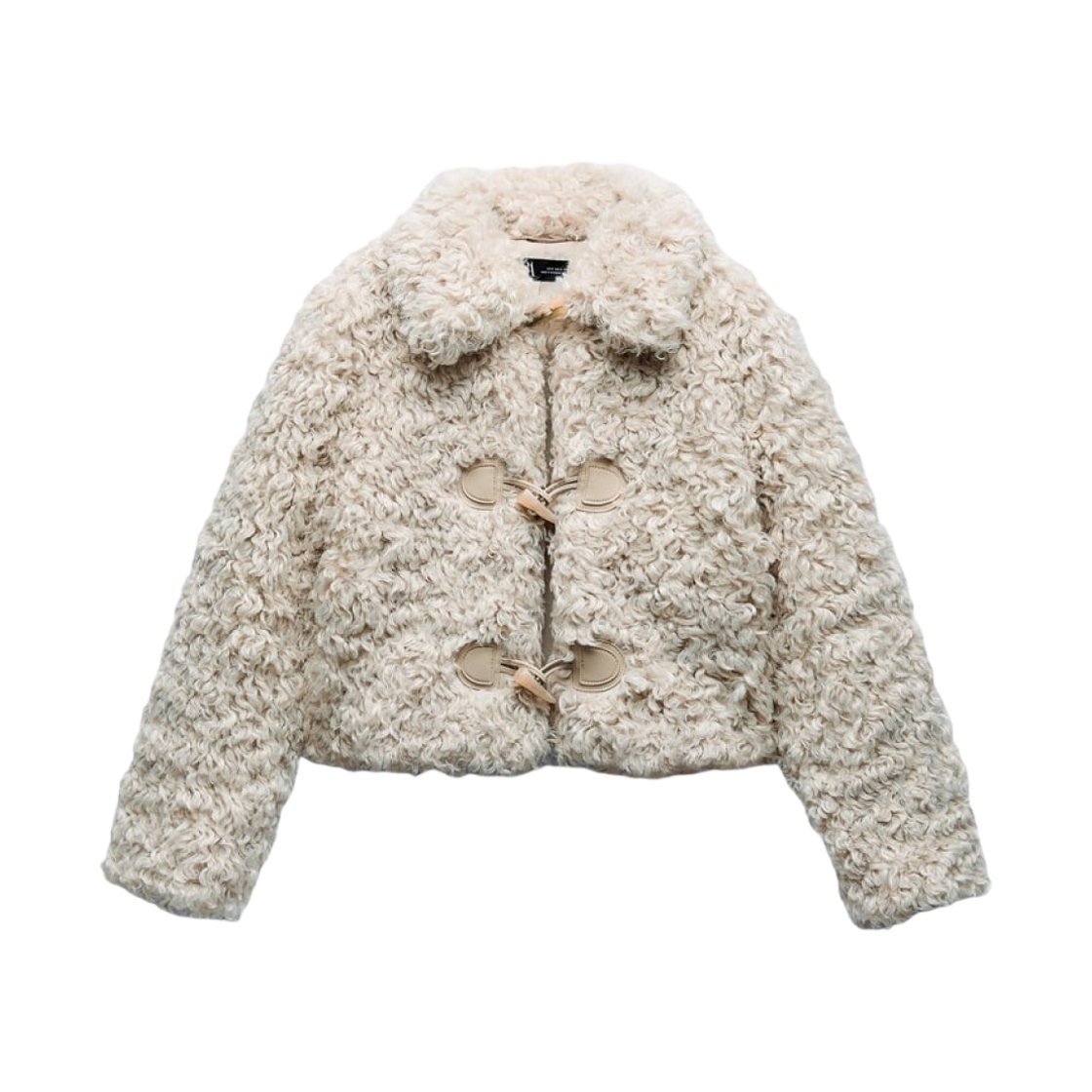 (W) 자라 크롭 포우 퍼 자켓 에크루