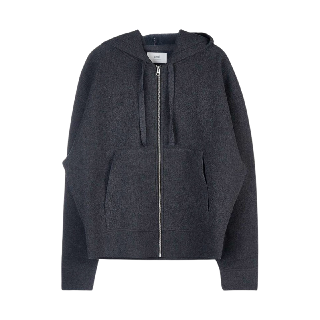 HJK115-750-055 AMI Wool Viscose Zipped Hooded Jacket Heather Grey