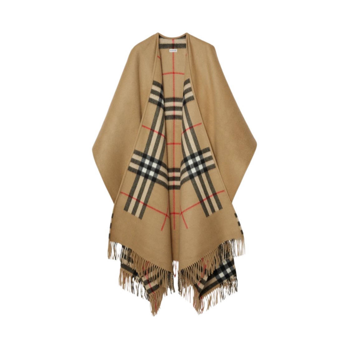 8078450 (W) Burberry Check Cashmere Wool Cape Archive Beige