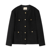 Siyazu SIOT4114 Catherine Oversized-Fit Tweed Jacket Black