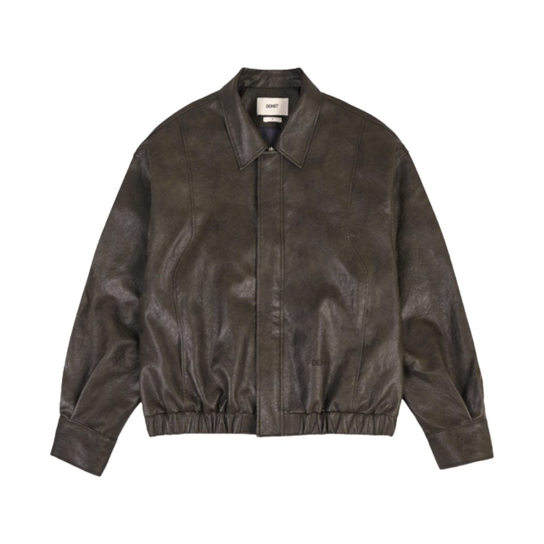 - Deinet Eco Leather Bomber Banded Jumper For Men in Dark Brown