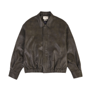 Deinet Eco Leather Bomber Banded Jumper For Men in Dark Brown