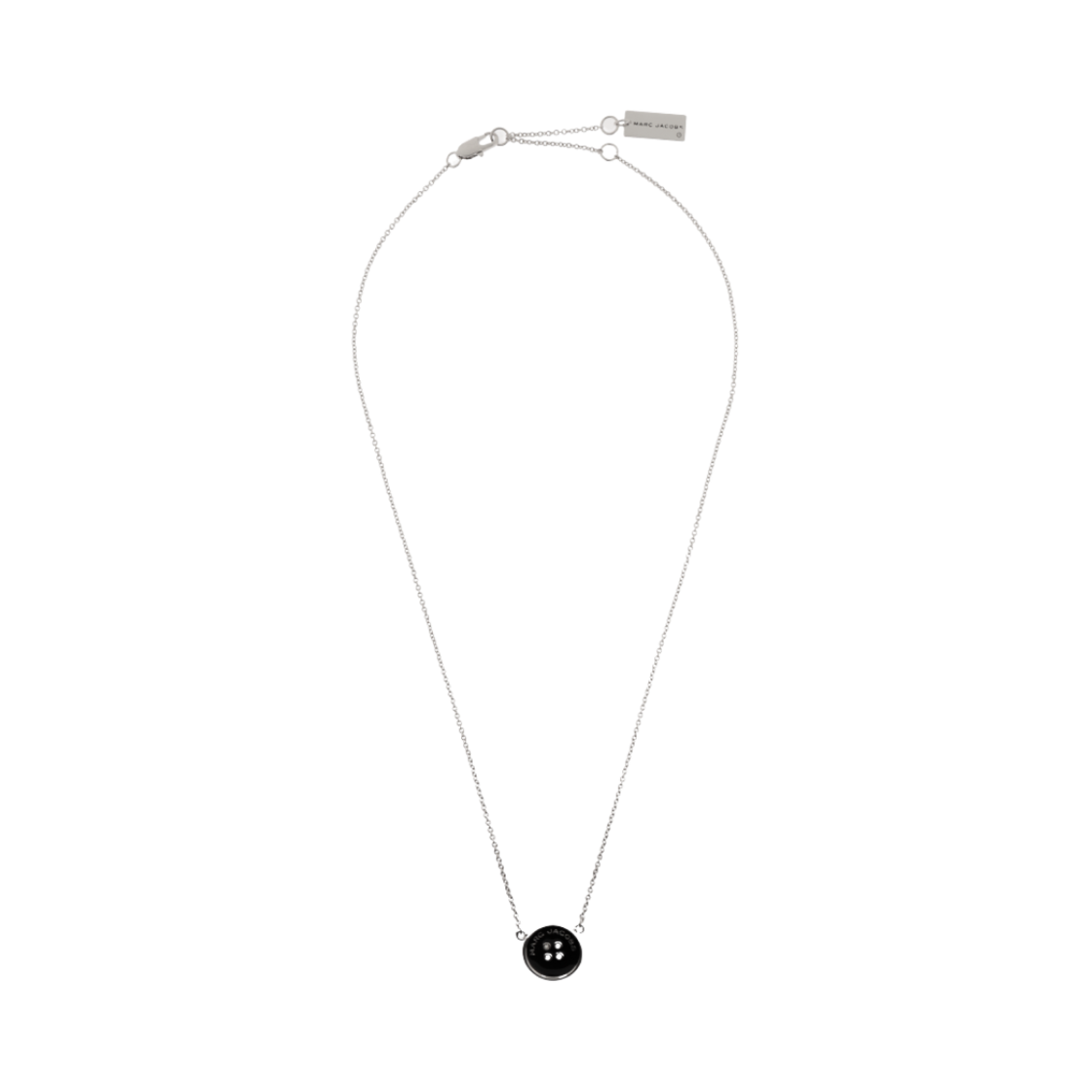 2R4JNC001J38-047 (W) Marc Jacobs The Button Pendant Necklace Silver Black
