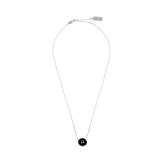 (W) Marc Jacobs The Button Pendant Necklace Silver Black