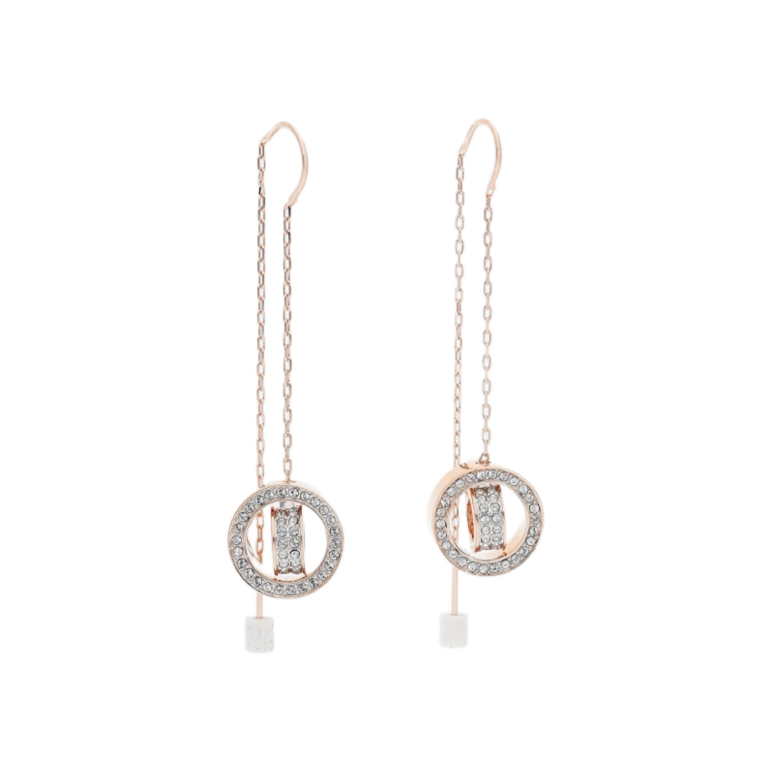 (W) 스와로브스키 할로우 드롭 이어링 화이트 로즈 골드 플래팅 | Swarovski | KREAM