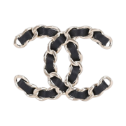 Chanel Brooch Lambskin & Gold Black