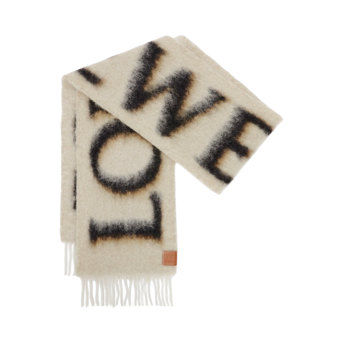 F811257X03-3154 (W) Loewe Muffler in Wool and Mohair Camel Black