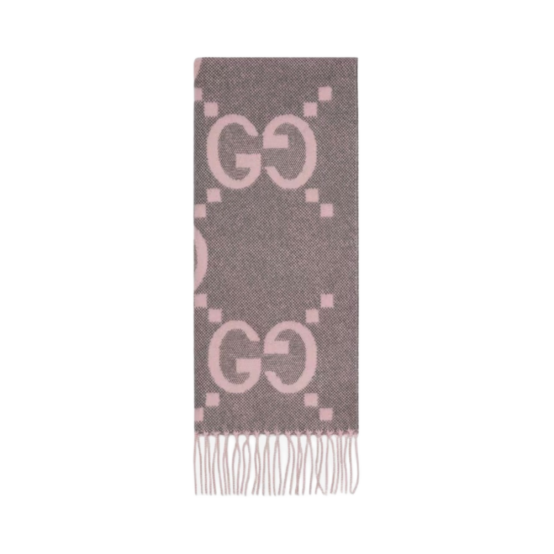 674275-3G344-1272 (W) Gucci GG Cashmere Jacquard Muffler Grey Pink