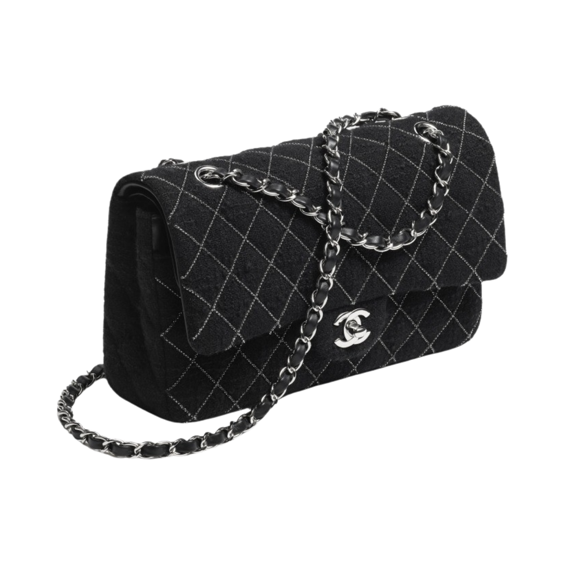 샤넬 클래식 핸드백 울 트위드 & 실버 메탈 블랙(Chanel Classic Handbag Wool Tweed & Silver Black) - 2
